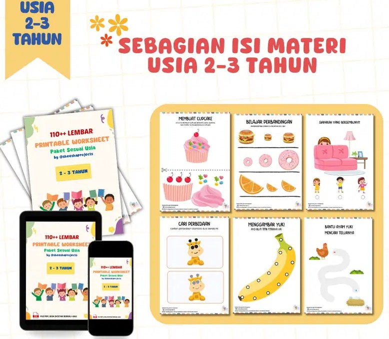 Paket Murah Worksheet Untuk Anak Usia 2-3 Tahun